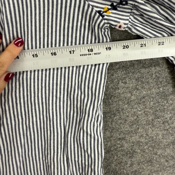 Old Navy The Tunic Shirt Women M Medium Gray Striped V-Neck Tasseled Long Sleeve - Picture 5 of 7